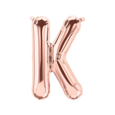 Immagine prodotto di Palloncino in foil lettera K, oro rosa, 40 cm circa, da riempire con aria compressa