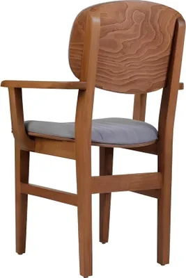 Produktbild von Grau Braun Holzstuhl Designer Stühle Luxus Esszimmer Armlehne Stuhl