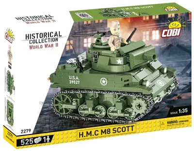 M8 Scott Modellbausatz, 525 Kunststoff-Bausteine, grün, 13,5 cm