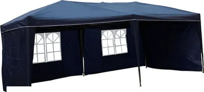 Produktbild von Alu Faltpavillon 6x3x2,5m wasserdicht Polyester 4Seitenteile Pop Up Partyzelt, Farbe:blau