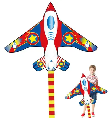 Produktbild von Einfacher Drachen - Drachen für Kinder/Erwachsene - Stranddrachen - Bunter Kämpfer - 4 Schwänze für Stabilität - Hochwertige Materialien - Drachen