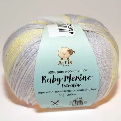 Immagine prodotto di Baby Merino Extrafine Art'is Yarn 100% lana | Senza mulesing e superwash (50 g / 200 m) (850 sfumatura lilla)
