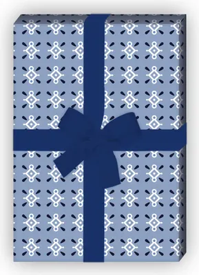 Produktbild von Indigo Geschenkpapier Set mit stilisierten Windmühlen - G8463, 32 x 48cm