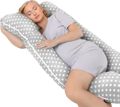Immagine prodotto di Cuscino per la gravidanza a forma di U per dormire sul fianco e allattare - Punti grigi