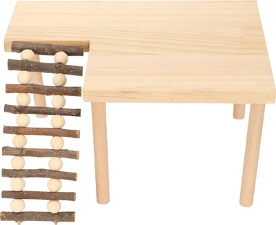 Obrázek produktu pro Plošina pro křečky 2 Layer Landscaping Přírodní dřevěná plošina pro křečky s žebříkem