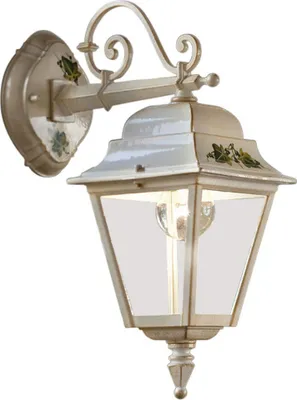Produktbild von Außenwandleuchte Aluminium 44 cm hoch IP43 in Weiß Gold antik Efeu Dekor E27 Rustikal