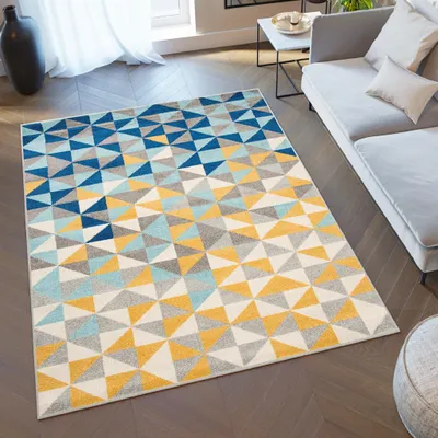 Obrázek produktu pro Tapiso Koberec LAZUR Modern Blue Cream Grey Yellow Pokoj pro mladé ÖKOTEX 160 x 220 cm
