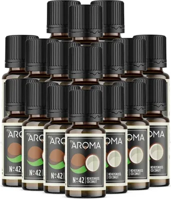 Produktbild von myAROMA flavour drops – Kokosnuss 17x10ml, zuckerfrei, kalorienfrei & vegan, natürliches Aroma ohne künstliche Farbstoffe zum Backen und mehr