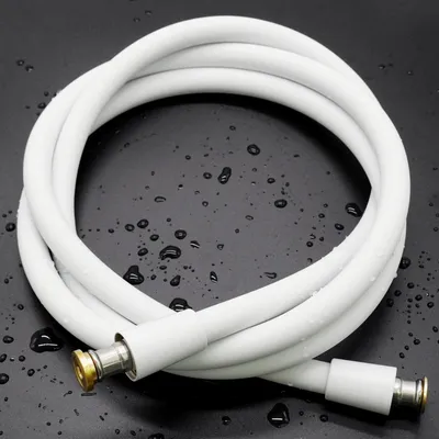 Image de Tuyau de douche en silicone, 1,5 mètre, avec protection anti-torsion, raccordement standard 1/2", couleur blanche