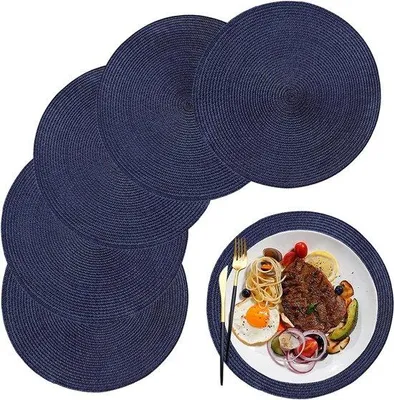 Immagine prodotto di Sottobicchieri rotondi in plastica blu da 16 cm per la cucina e le feste