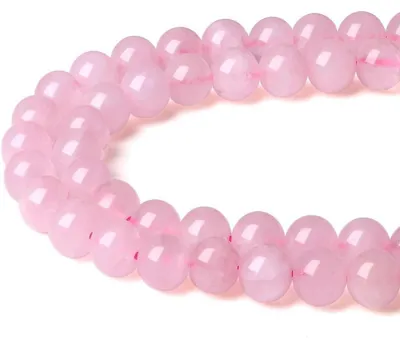 Produktbild von Rosenquarz Perlen zum Auffädeln 8mm Rosa Naturstein Runde Kristalle für DIY Schmuck Basteln ca. 47 Stück