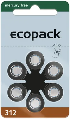 Produktbild von Varta 5x ecopack Gr. 312 Hörgerätebatterien 6er Blister Braun 1,4V