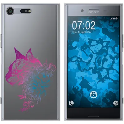 Produktbild von PhoneNatic Case kompatibel mit Sony Xperia XZ Premium Silikon-Hülle Floral Katze M2-6