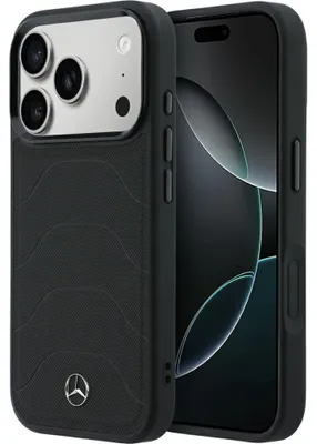 Produktbild von Handyhülle für iPhone 18 Pro / 17 Pro, Mercedes-Benz Leather Mesh Bow Line mit MagSafe, Schwarz