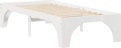 Zdjęcie produktu dla Łóżko Drewniane 100x200 Białe Rama Łóżka ze Stelażem Jednoosobowe