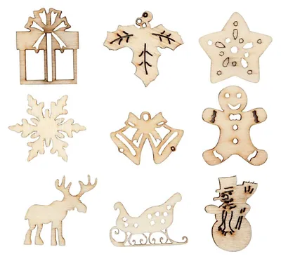 Produktbild von Holz-Deko, Größe 28 mm, Weihnachten, 45sort.
