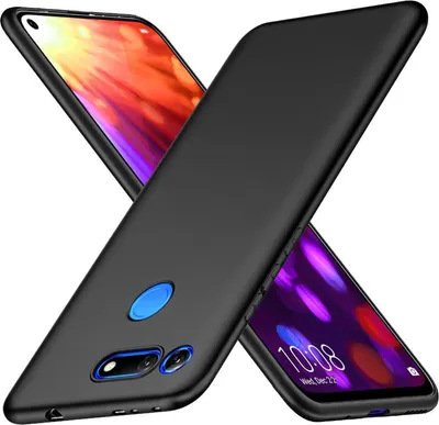 Two smartphones are placed diagonally on a white background, one partially covered by a black phone case.