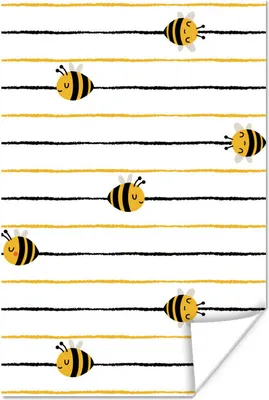 Produktbild von MuchoWow® Poster Muster - Bienen - Streifen 80x120 cm - Papierdruck