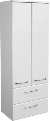 Produktbild von Midischrank Badezimmer mit Schubkästen QUEBEC-66 in weiß Hochglanz, B/H/T: ca. 50/136,1/33 cm