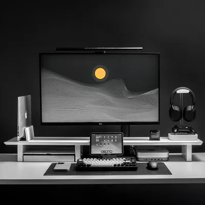 Produktbild von Schreibtischregal Monitorständer Monitorerhöhung - Mattweiß - Dual-Monitor - 116 cm - Für den Schreibtisch