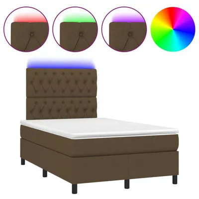 Productafbeelding van vidaXL Boxspringbed met matras en LED-verlichting, donkerbruin, 120x200 cm, stof