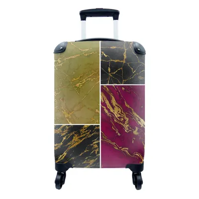 Produktbild von MuchoWow® Koffer Handgepäck Trolley Rollkoffer Kleine Reisekoffer mit 4 Rollen - Marmor - Gold - Luxus - Cabin Size < 55x40x23 cm & 55x40x20 cm - Fotokoffer - Kabinenkoffer - Boardgepäck - Reise-Box - Reisekoffer - Reisegepäck - Koffer mit Bild - Trolley für Kinder