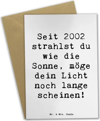 Produktbild von Mr. & Mrs. Panda Glückwunschkarte Spruch 2002 Geburtstag - Weiß - Geschenk, einladungskarten, Geburtstagsgeschenk, Geburtsjahr, Seit, Geboren am, jubiläumskarte, Feier