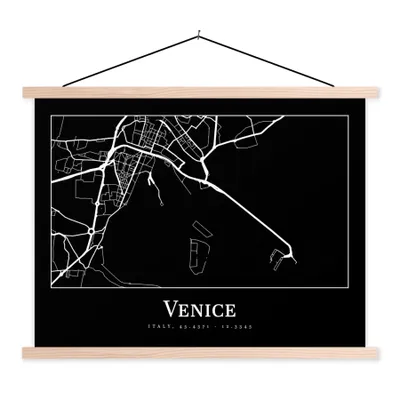 Produktbild von MuchoWow® Textilposter Stadtplan - Venedig - Karte - Venedig 60x45 cm mit holzfarbenen Rahmen - Bild