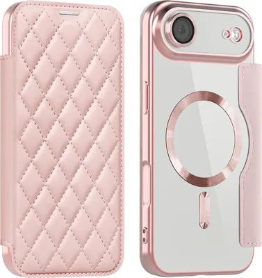 Produktbild von Für Apple iPhone 17 Air 360 Grad Full Body Magsafe RFID Anti Datenklau Kunst Leder Hülle Tasche Rosa