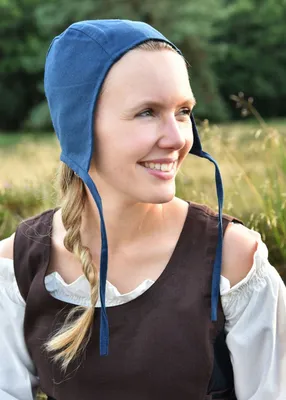 Produktbild von Mittelalter Bundhaube mit Bändern, verschiedene Farben : braun Farbe: braun