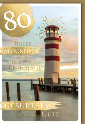 Produktbild von 80. Geburtstag - Glückwunschkarte im Format 11,5 x 17 cm mit