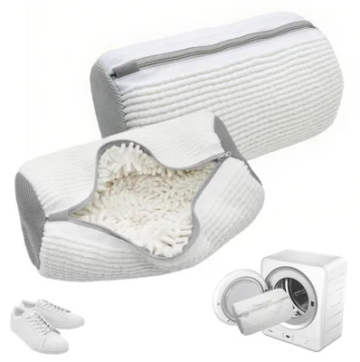 Produktbild von 2er Pack Schuhwaschbeutel Waschmaschine, Wiederverwendbar, Anti-Verformung, Weiß