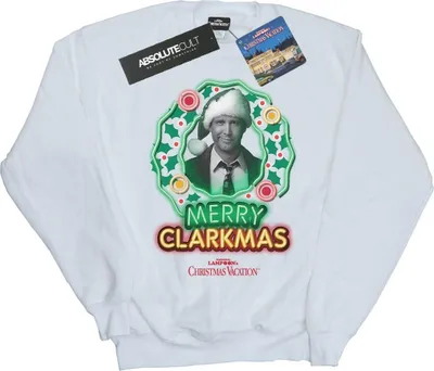 Zdjęcie produktu dla Bluza męska „National Lampoon’s Christmas Vacation – Greyscale Clarkmas” – świąteczny wzór BI2089 (S) (biała)