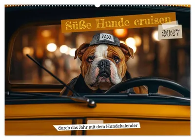Produktbild von Süße Hunde cruisen - durch das Jahr mit dem Hundekalender (Wandkalender 2027 DIN A2 quer), CALVENDO Monatskalender