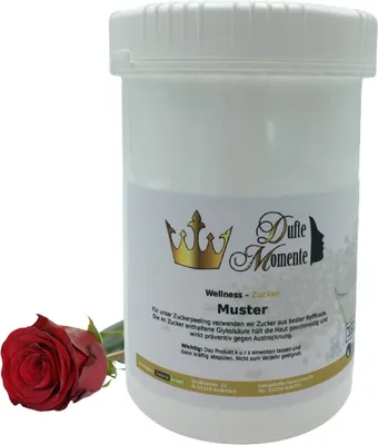 Produktbild von Dufte Momente | Sauna Zucker Körperpeeling 900g | Rose | für empfindliche Haut | vegan und ohne Tierversuche
