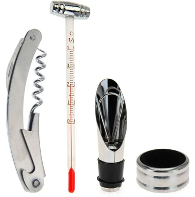 Produktbild von Koopman Weinzubehör-Set, Edelstahl, Silber/Schwarz
