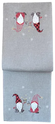 Produktbild von Tischläufer CARINA Wichtel Weihnachten Polyester hellgrau 40 x 140 cm