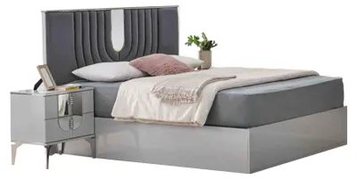 Zdjęcie produktu dla Kompletne meble do sypialni podwójne łóżko szafki nocne szary design 3szt