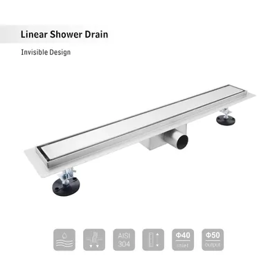 Obrázek produktu pro Bc-elec - 02S-70 Sprchový žlab z nerezové oceli, 70 cm, oboustranný, výškově nastavitelný 98-142 mm. Sprchový žlab z nerezové oceli
