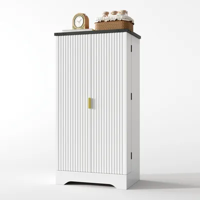 Immagine prodotto di Armadio da cucina Sweiko con luce LED e portaspezie, spazioso armadio a due ante con ripiani regolabili e design moderno - Bianco, 120 x 60,5 x 40 cm