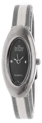 Produktbild von MPM-Quality Damenuhr Lederarmband Analog Weiß Silber arabische Ziffern rund