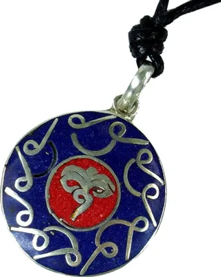Produktbild von Tibetkette Lotus, Buddha Eye Halskette - Modell 1, Blau, Messing, Ketten & Modeschmuck für den Hals