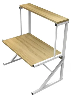 Produktbild von Mikrowellenregal - 2-stöckiges Toasterregal aus Edelstahl - Küchenablage 65 x 54 x 30 cm - Walnussgelb