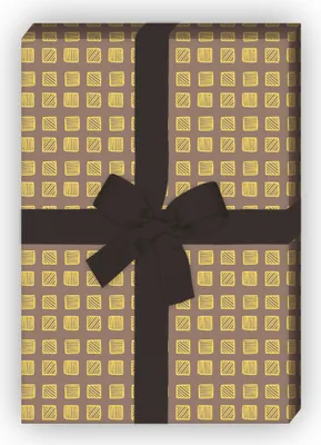 Produktbild von Doodle Geschenkpapier Set, Dekorpapier mit kleinen Quadraten, gelb - G8591, 32 x 48cm