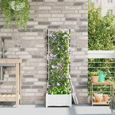 Immagine prodotto di Maison Exclusive - Vaso da giardino bianco, 40 x 40 x 125,5 cm, in PP