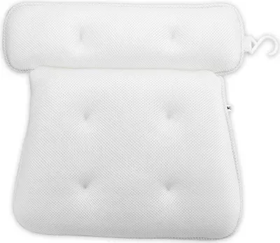 Obrázek produktu pro Polštář do vany Intirilife v BÍLÉ barvě - Polštář do vany z vodoodpudivé tkaniny - Ergonomický tvar a silné přísavky pro maximální pohodlí
