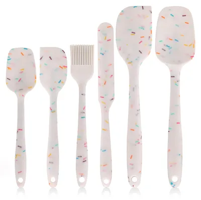 Produktbild von 6-teiliges Silikonspatel-Set, lebensmittelechtes Kochutensil-Set, rutschfest, hitzebeständig, flexibel, Küchenhelfer zum Backen und Braten