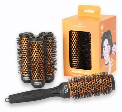 Produktbild von Olivia Garden MultiBrush Curlers Kit 35 mm Rundbürste 4 Aufsätze Orange