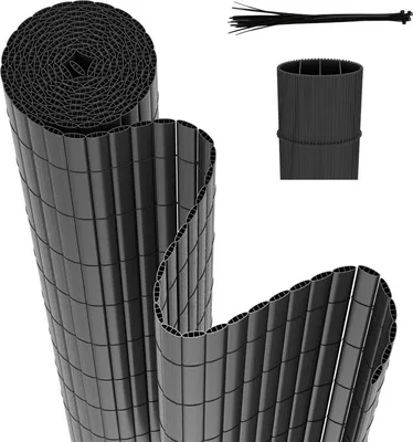 Produktbild von PVC Sichtschutzmatte Outdoor Balkonverkleidung Wetterfest UV-Schutz Sichtschutzzaun Balkon Terrasse Windschutz Sichtschutz  für Balkon Garten Markise Zaun Terrasse mit Kabelbindern Grau 100x500cm