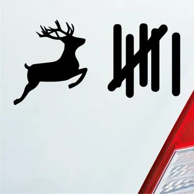 Produktbild von Auto Aufkleber Strichliste Tally List Hirsch Winter Deer 15x8 cm Schwarz Matt Sticker Heckscheibenaufkleber